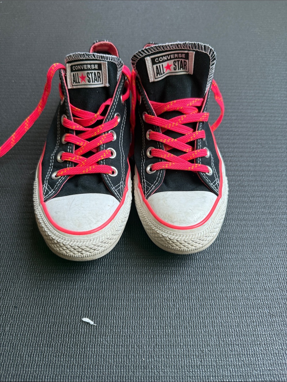 Converse  Black Low Top Sneakers with Pink Accents